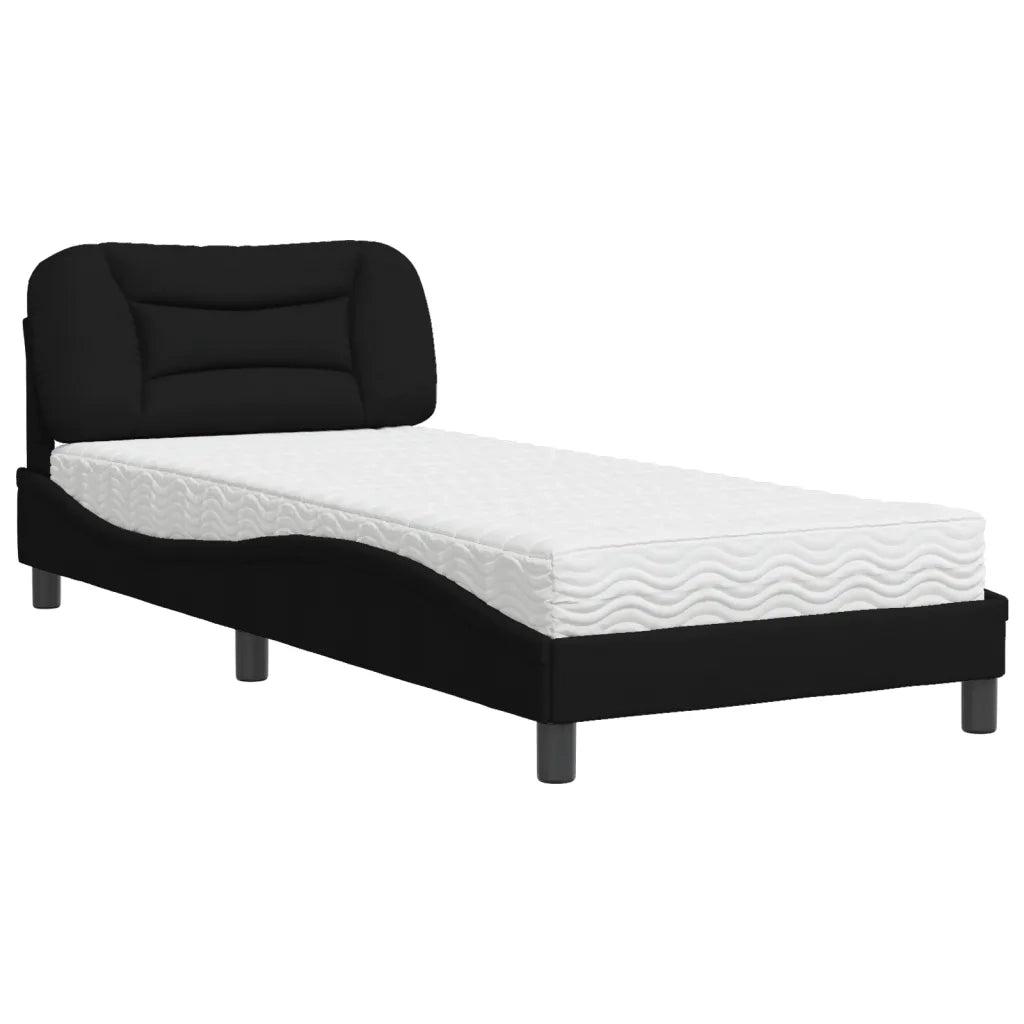 Letto con Materasso Hvar Nero 90x190 cm in Tessuto