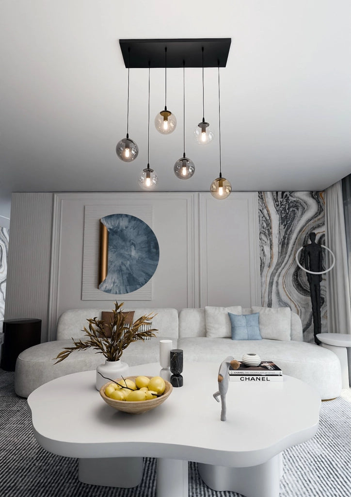 Lampadario Emibig Cosmo 6 luci E14 nero multicolor