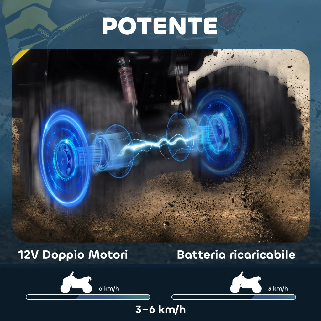 Quad Elettrico per Bambini 12V ¨C Minimal ¨C Giallo 100x65x73