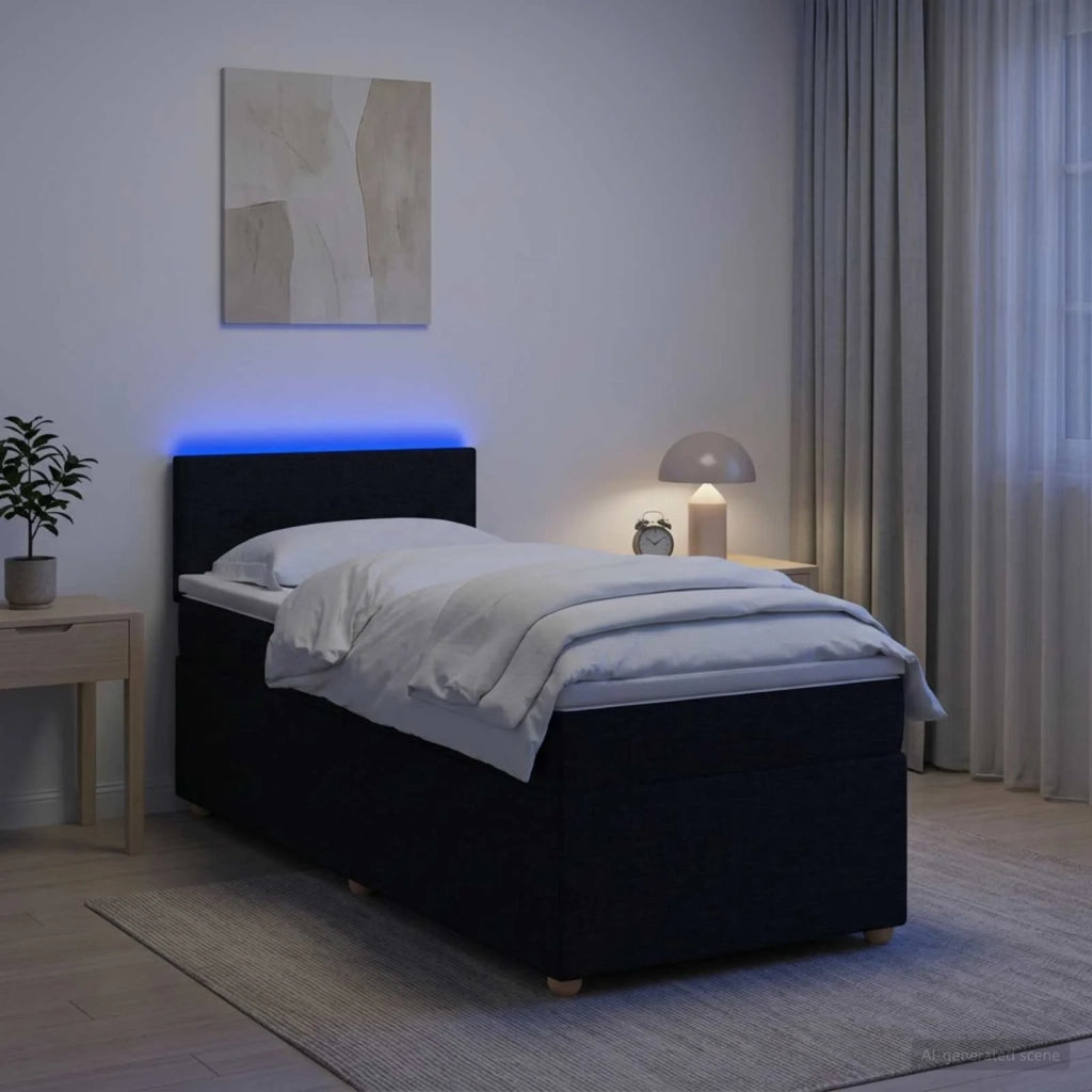 Letto box spring con materasso Nero 90 x 200 cm Tessuto 3452333
