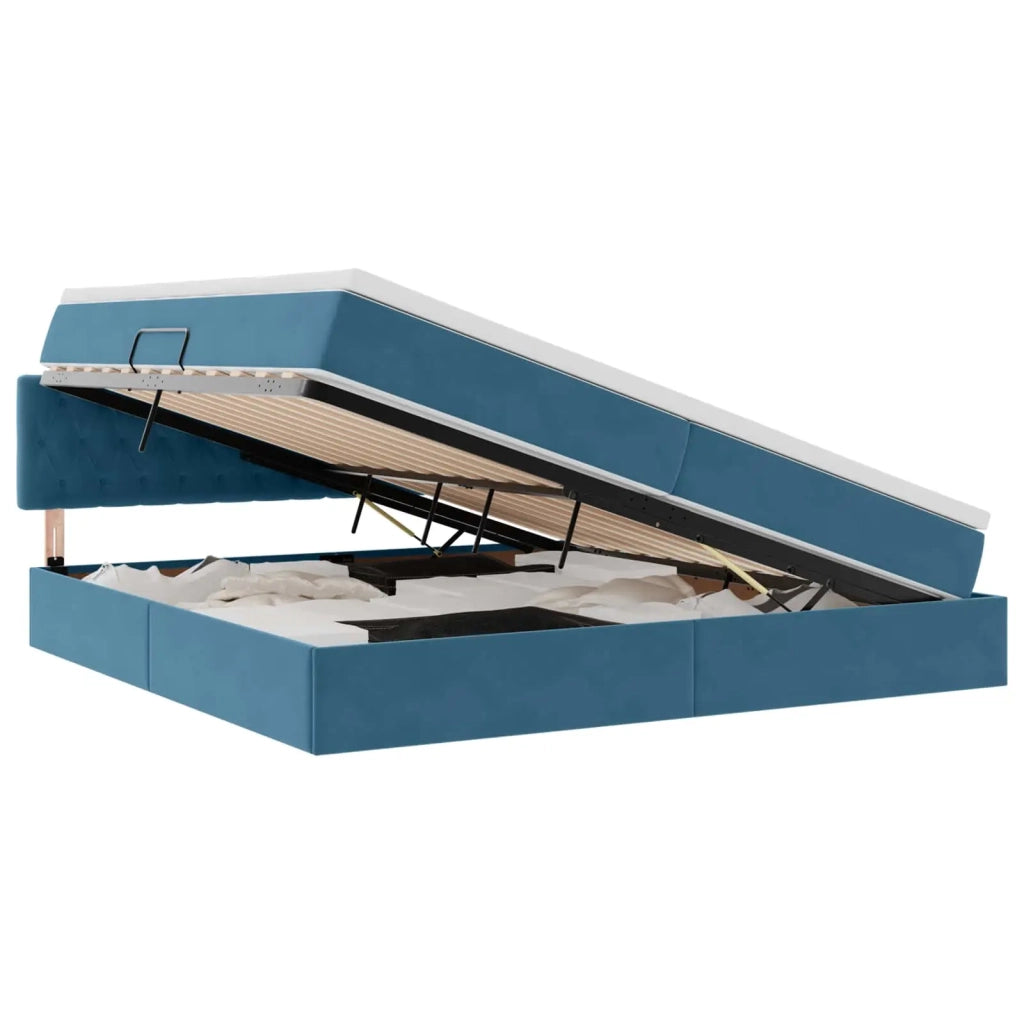 Letto con Contenitore Blu Scuro 200 x 200 cm Velluto 3370843