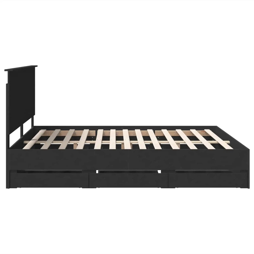 Letto matrimoniale | Letto per adulti | Struttura del letto Nero 180 x 200 cm Legno Ingegnerizzato