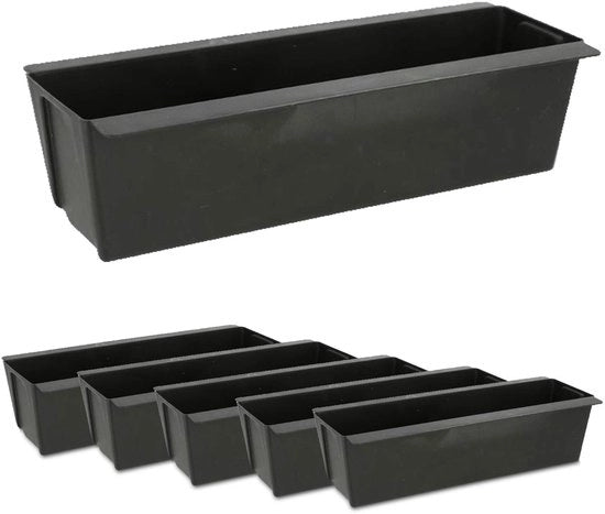 Set di contenitori per piante da 6 - Contenitore per pallet europeo - Plastica - Resistente all'usura - Nero - Dimensioni 36,8 x 12,6 x 9,4 cm - Vaso per fiori
