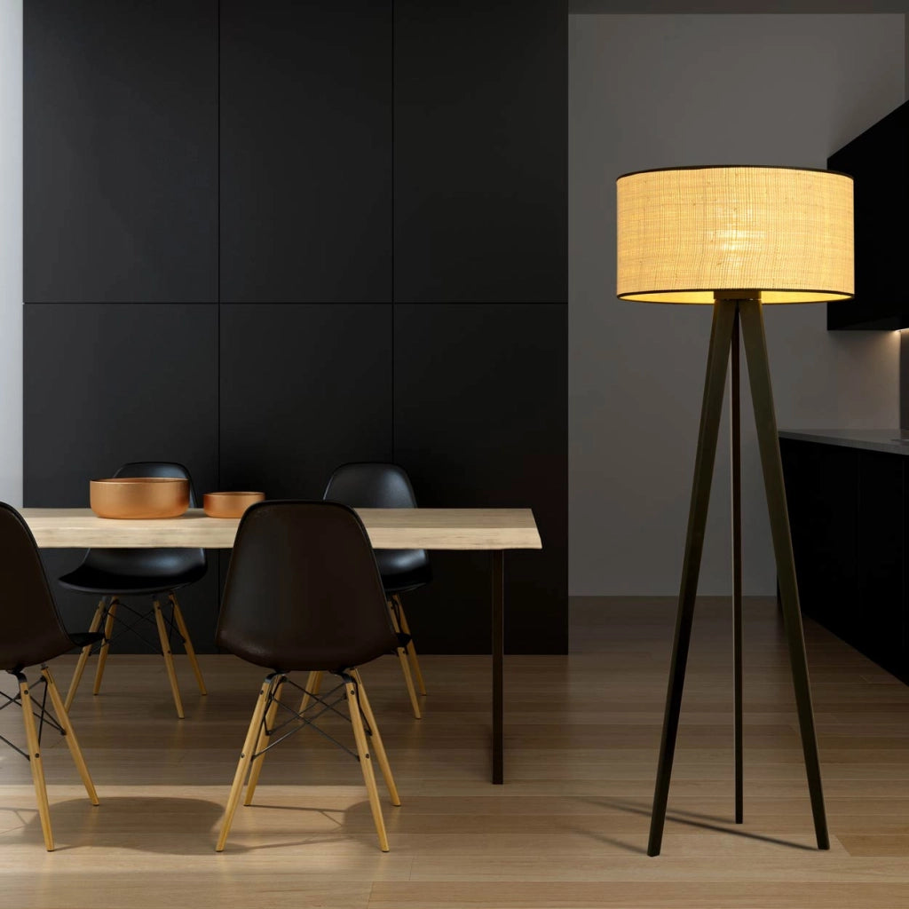 Lampada da terra Emibig Aston treppiede rattan E27 150cm