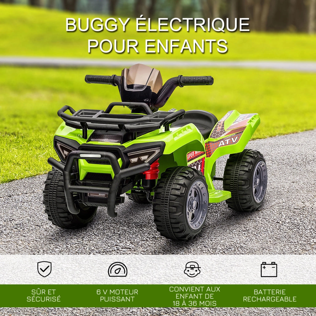 Quad elettrico per bambini ¨C zephmum ¨C verde 18-36 mesi 6V 2km/h