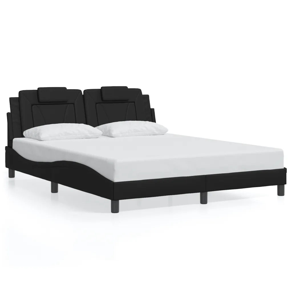 Letto matrimoniale | Letto per adulti | Giroletto Viana con LED senza Materasso Nero 160x200 cm