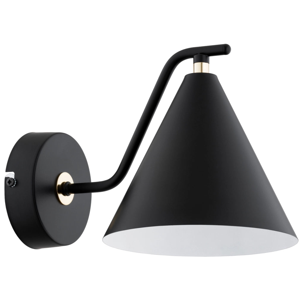 Applique minimal nera conica oro E27 15W Atlas Alfa