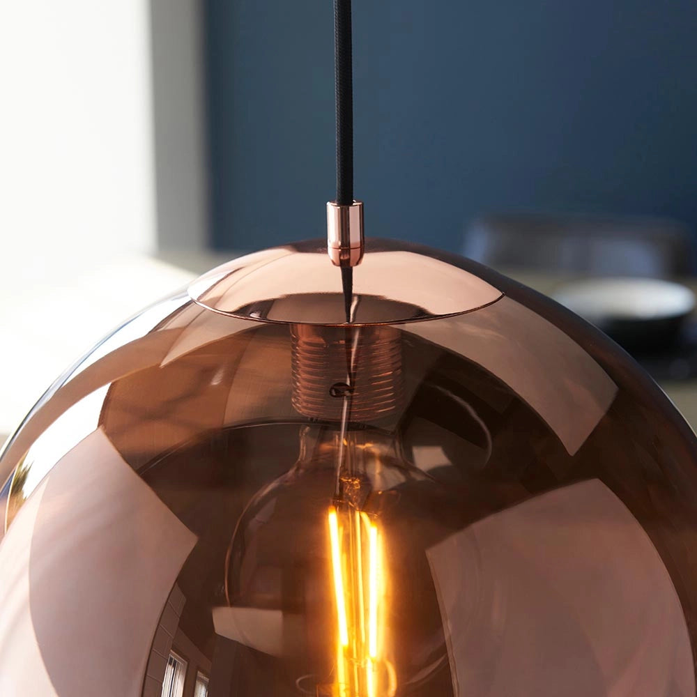 Lampada a sospensione moderna rame sfera vetro E27 Endon BOLI