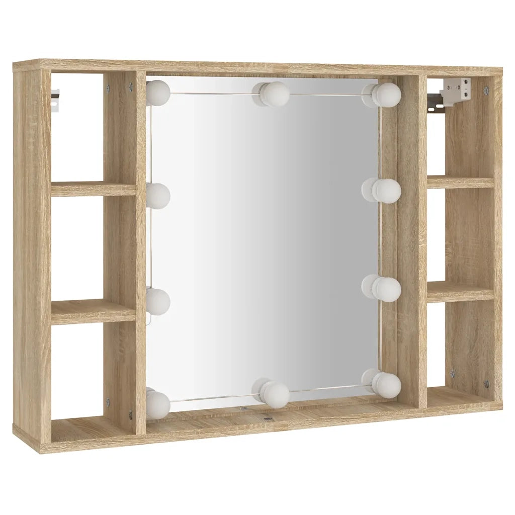 Mobile a Specchio con LED-Armadietto a Specchio Rovere Sonoma 76x15x55 cm
