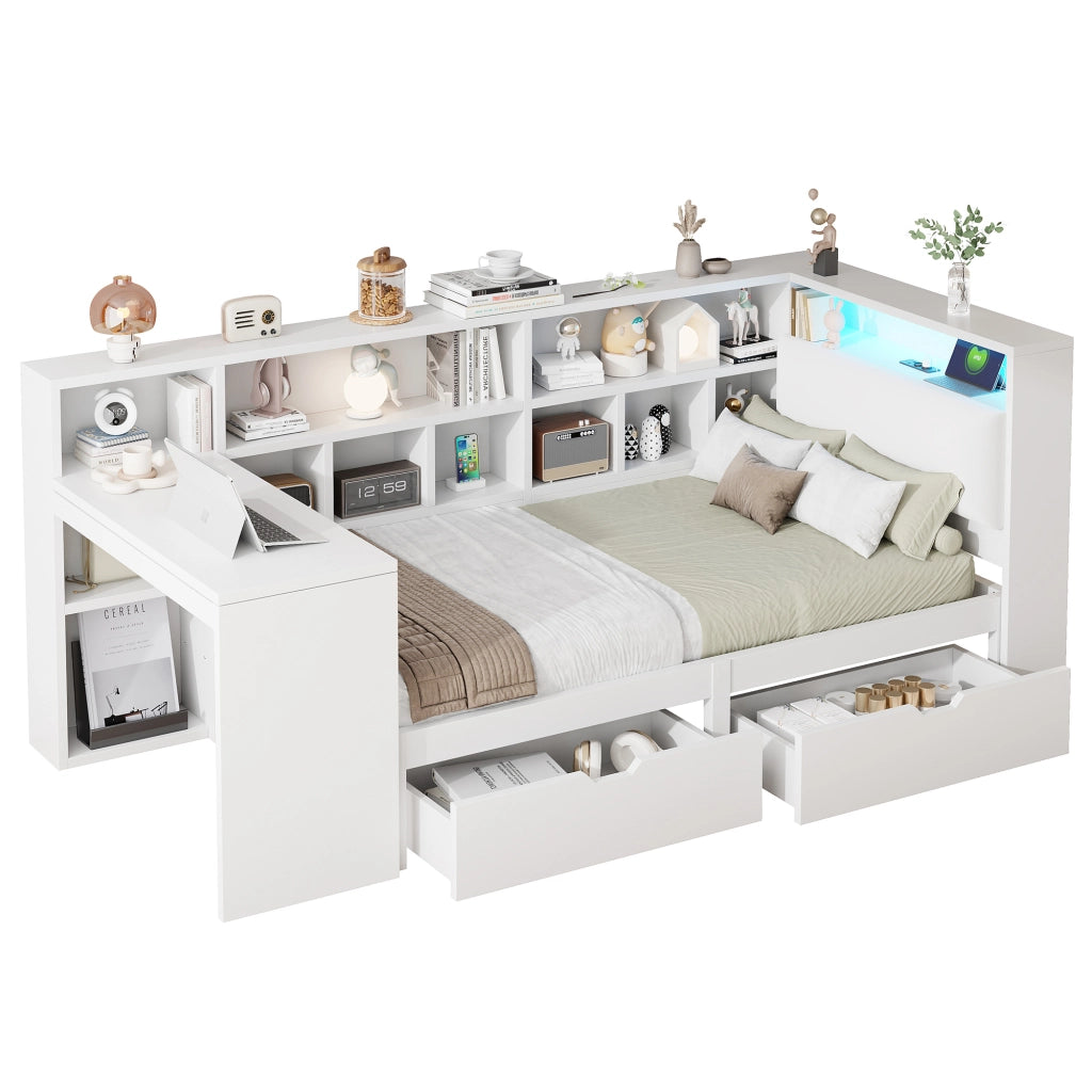 letto piattaforma in mdf e compensato bianco 90 x 200 cm