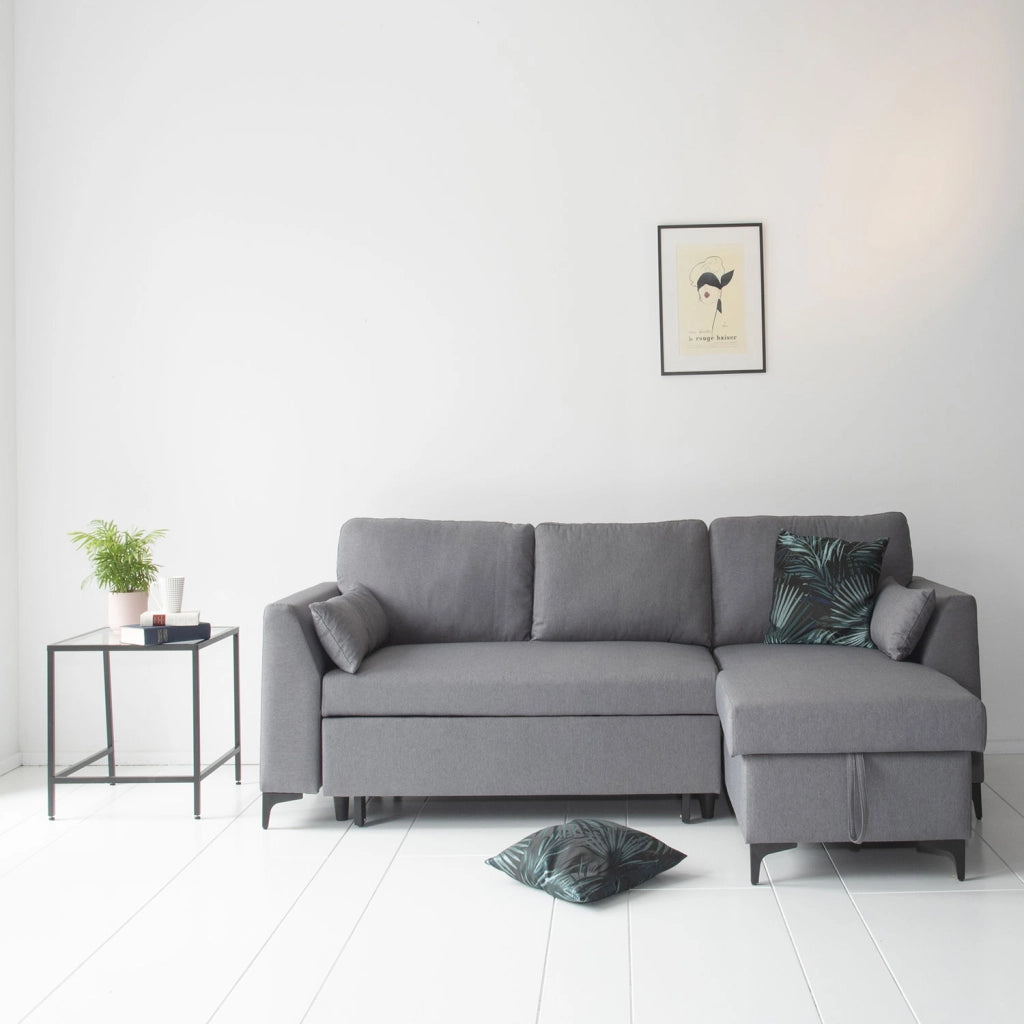 Divano letto angolare LOGAN 3 posti grigio