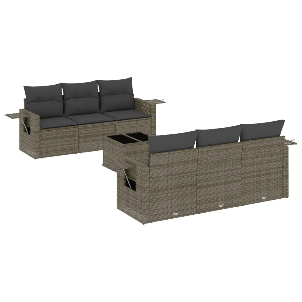 Set Divani da Giardino 7 pz con Cuscini Grigio in Polyrattan 3252247