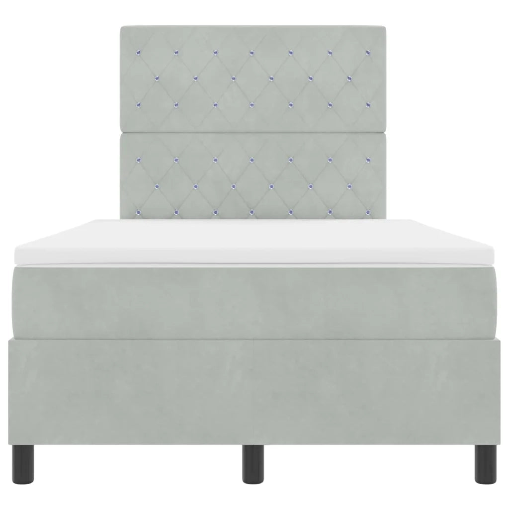Letto a molle con materasso Grigio chiaro 120 x 200 cm Velluto 3339758