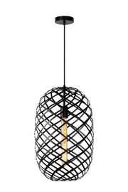Lampada a sospensione Lucide Wolfram nera Ø32 E27 60W