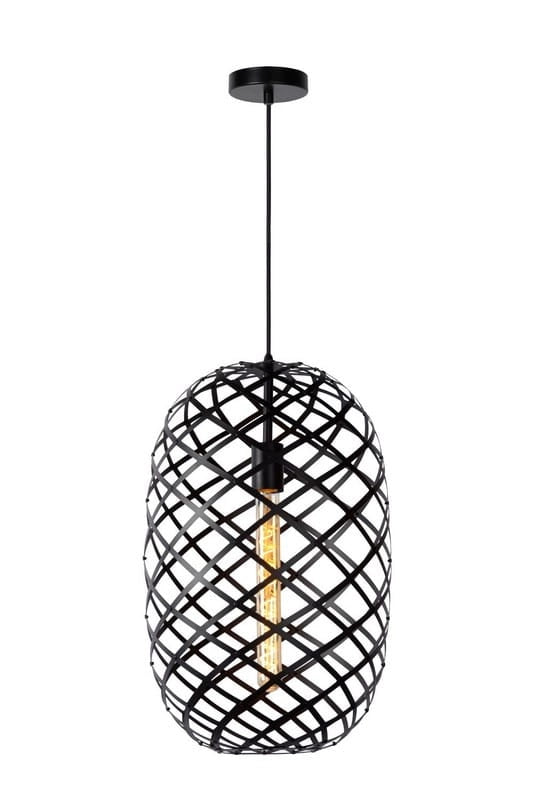 Lampada a sospensione Lucide Wolfram nera Ø32 E27 60W