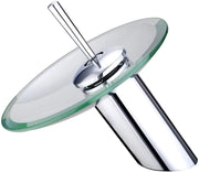 MISCELATORE RUBINETTO VASCA LAVABO MONOCOMANDO A CASCATA CROMATO  VETRO 812-11