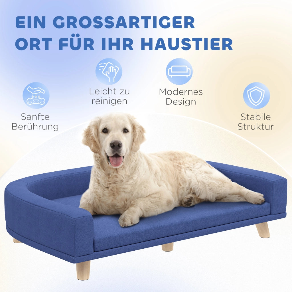 Cuccia per Cani ¨C Minimal ¨C Legno, 98x67x25 cm, Blu