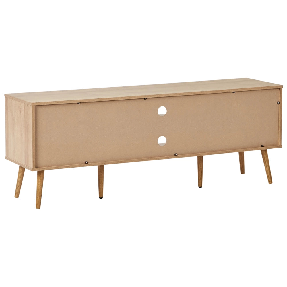 Mobile TV Legno chiaro Truciolato Gambe in legno di pino Mobile TV Credenza con ante in vetro Stile minimalista