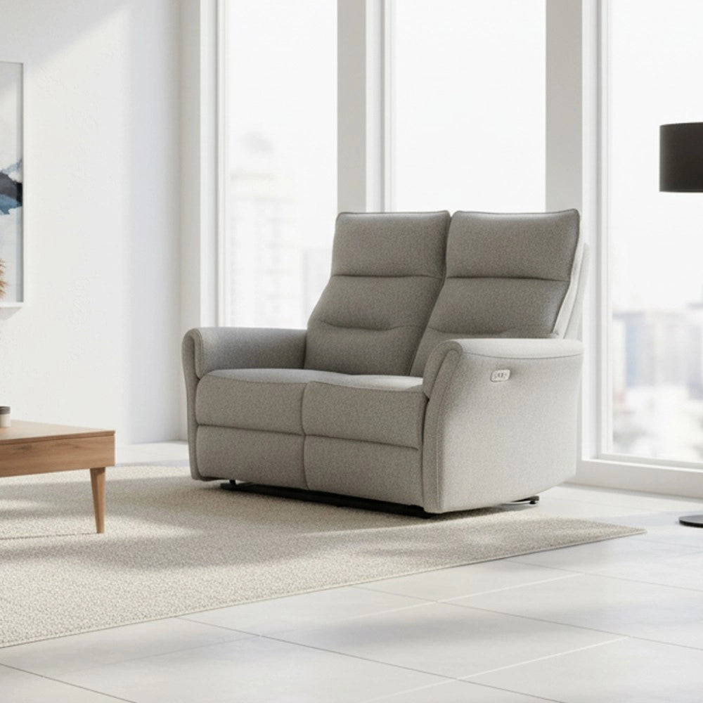 Divano recliner Softwave 2 posti elettrico in tessuto grigio 134 cm