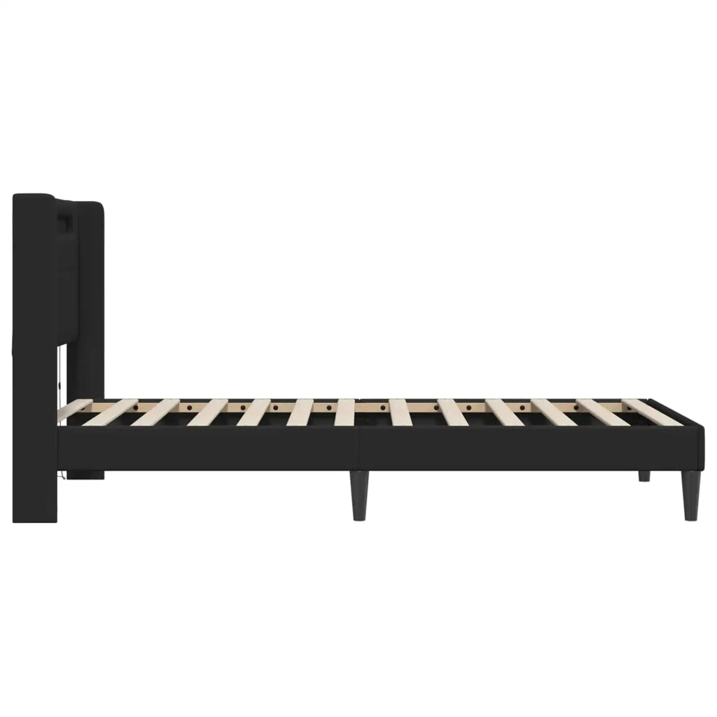 Letto singolo | Letto per adulti | Struttura del letto con strisce LED Nero 90 x 190 cm Similpelle