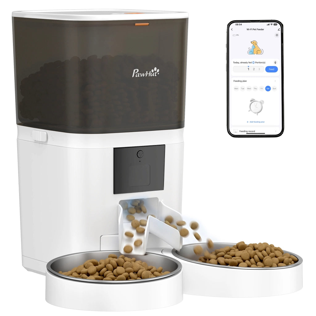 Distributore Automatico Cibo Cani Gatti 6L WiFi 2.4G ¨C Xylo ¨C 2 Ciotole Programmabile App Controllo Registrazione Voce