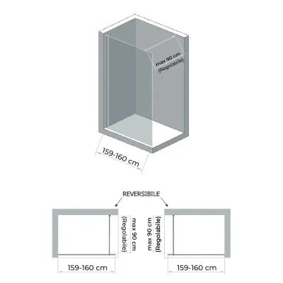 Doccia Walk-In 160 cm trasparente 6 mm profilo cromo H 200 cm Klug