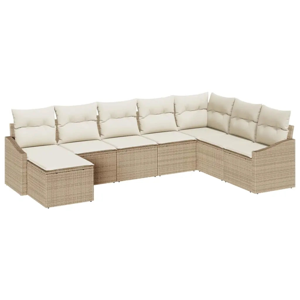 Set Divano da Giardino 8 pcs Beige e Crema polyrattan