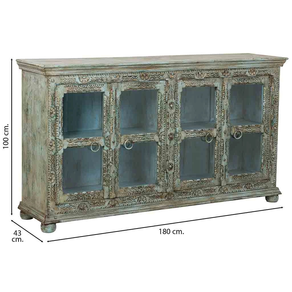 Credenza in legno verde 180x43x100