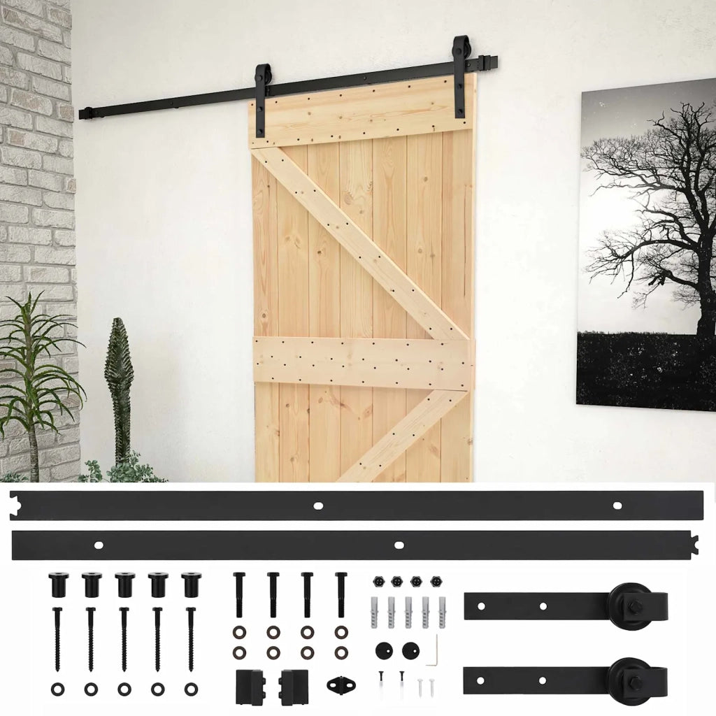 Porta scorrevole Naturale e Nero 90 x 210 cm 3444864
