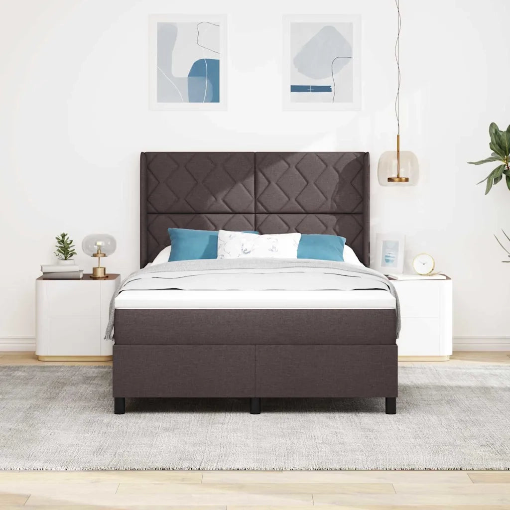 Letto a Sorgente LED Marrone Scuro 160 x 200 cm Tessuto 3343577