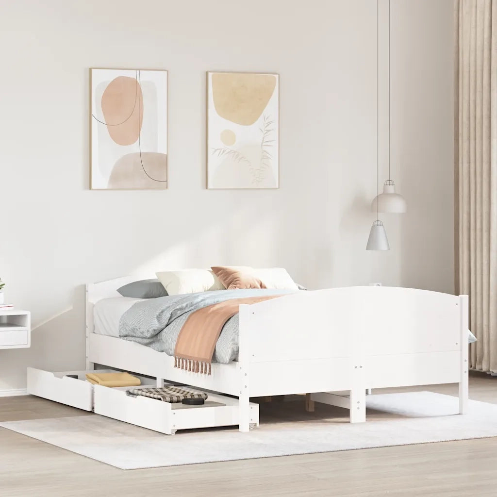 Letto senza Materasso-Struttura Letto Bianco 140x190 cm Legno Massello di Pino 858852