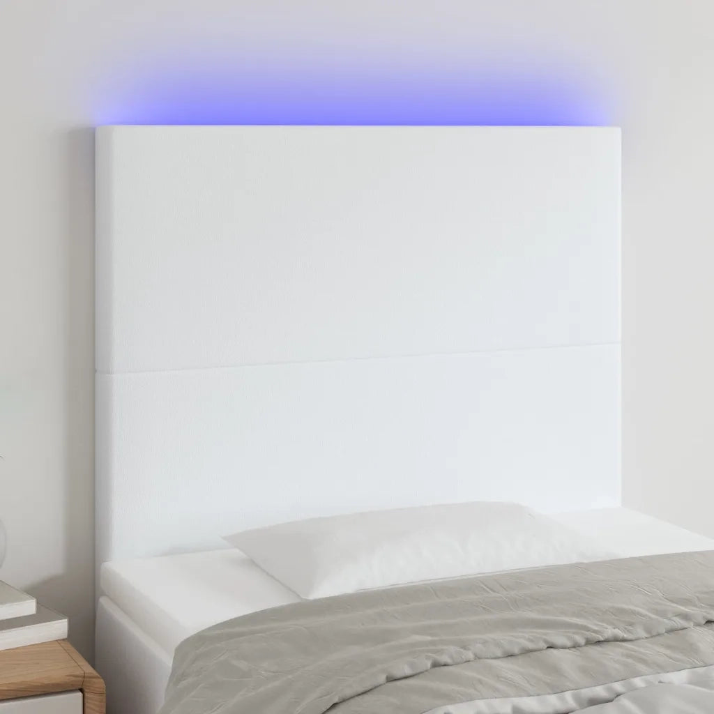 Testiera a LED Bianco 80x5x118/128 cm in Similpelle 3122217