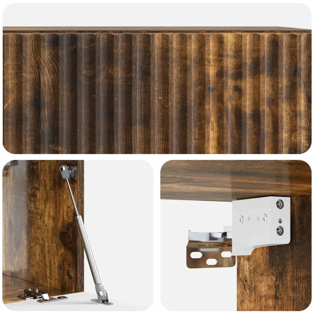 Mobile Porta TV da Muro-Credenza per TV sospesa Rovere Fumo 59,5 x 31 x 30 cm 573290
