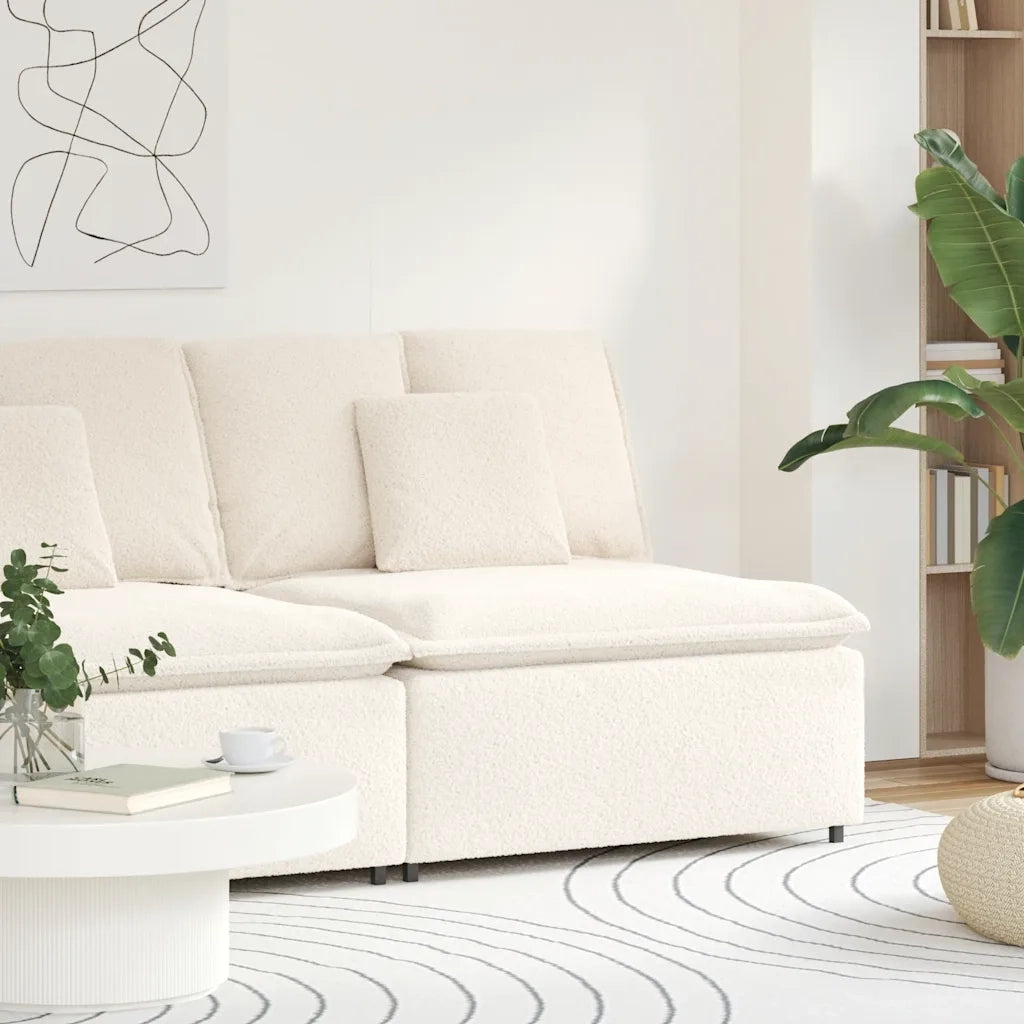 Modulo Centrale Divano Modulare con Cuscini Crema 100 cm 4104445