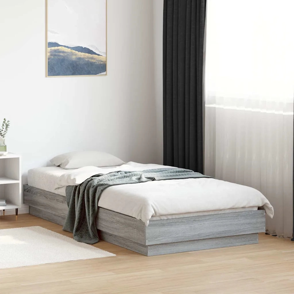 Letto singolo | Letto per adulti | Giroletto Grigio Sonoma 90x190 cm in Legno Multistrato