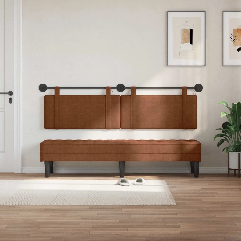 Testiera sospesa Con luce LED Marrone PU Antico 3424010
