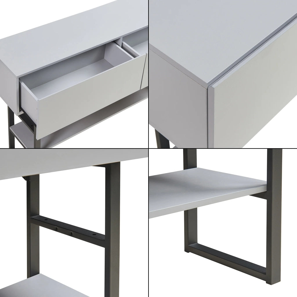 Tavolo consolle 75 x 120 x 30 cm pannello di particelle grigio chiaro 03_0010888