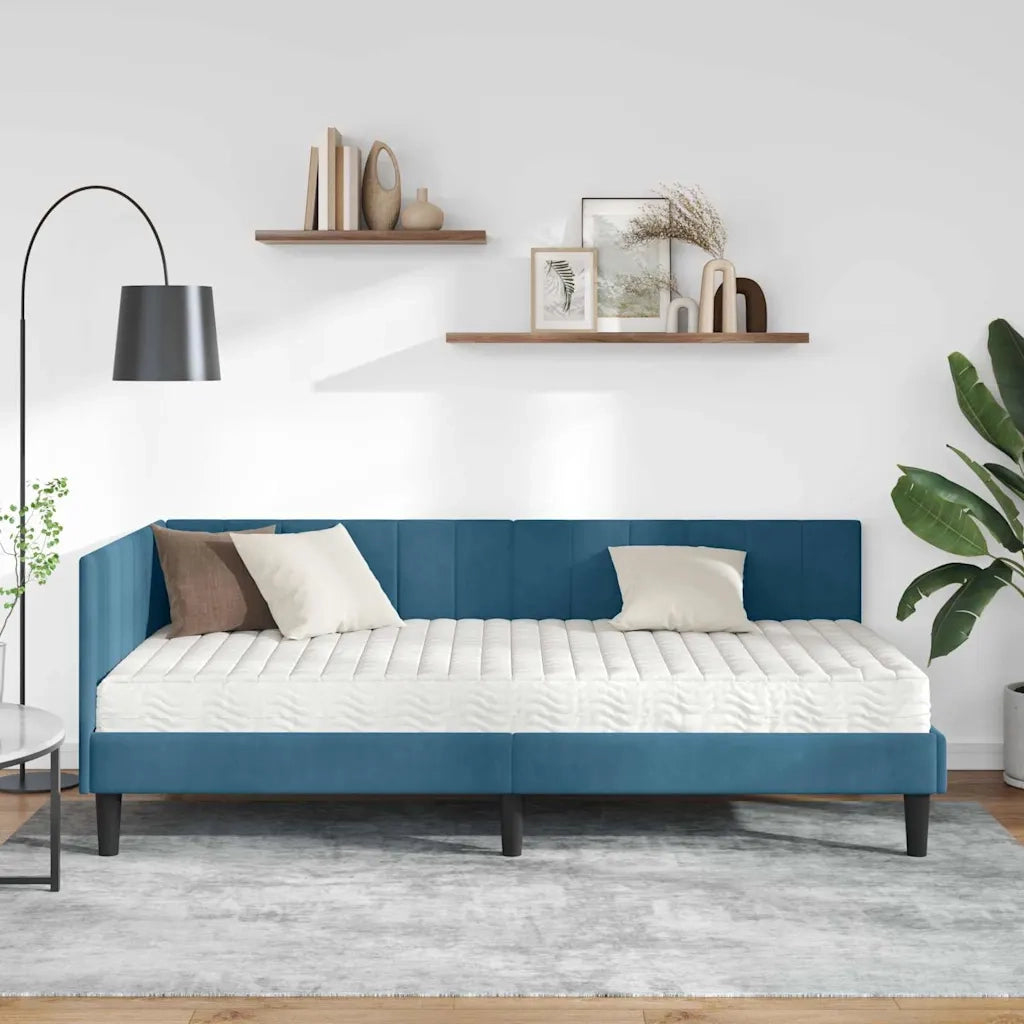 Struttura Letto Angolare con Materasso 2 pcs Blu Velluto 3393897