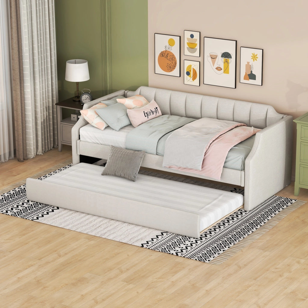 Letto Singolo Imbottito con Rollbett ¨C MINIMAL ¨C Beige 90x200