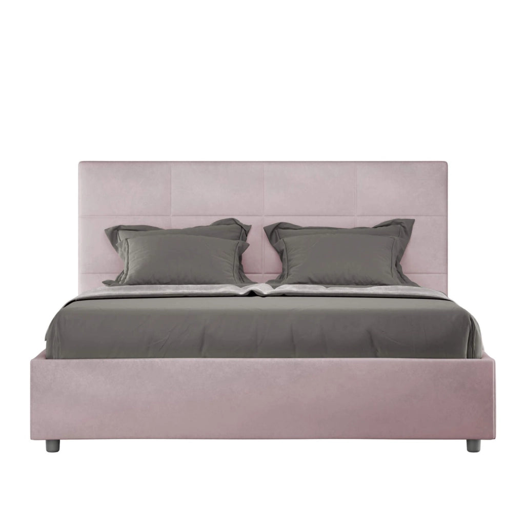 Letto una piazza e mezza con rete imbottito 130x200 microfibra glicine Mika