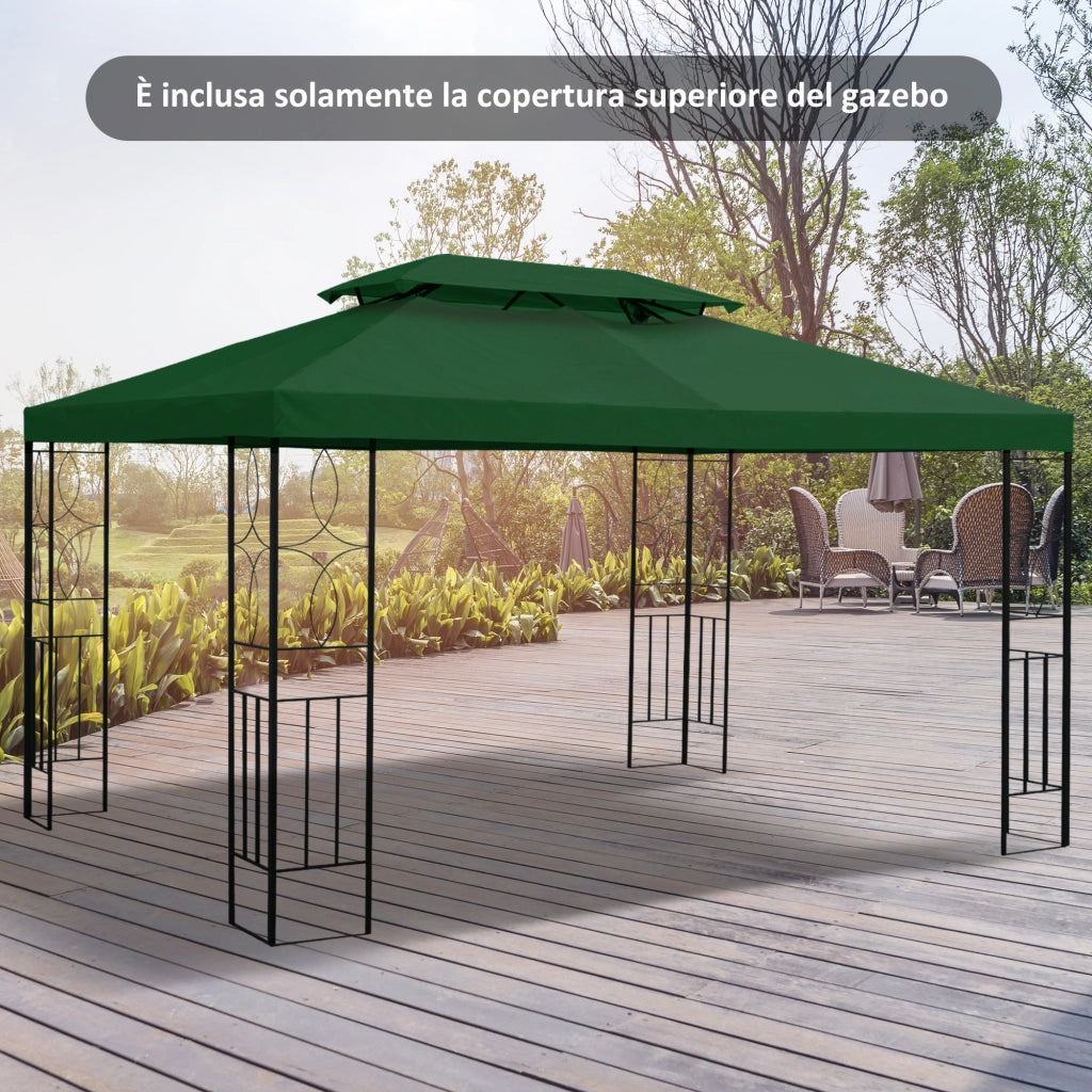 Copertura per Gazebo 4x3 m ¨C zephmum ¨C Verde, Poliestere, 2 Livelli