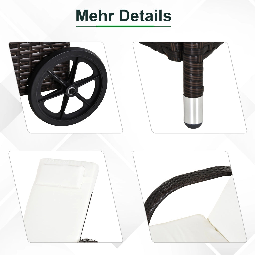 Set da giardino con 2 sdraio e tavolino ¨C zephmum ¨C polyrattan marrone e crema