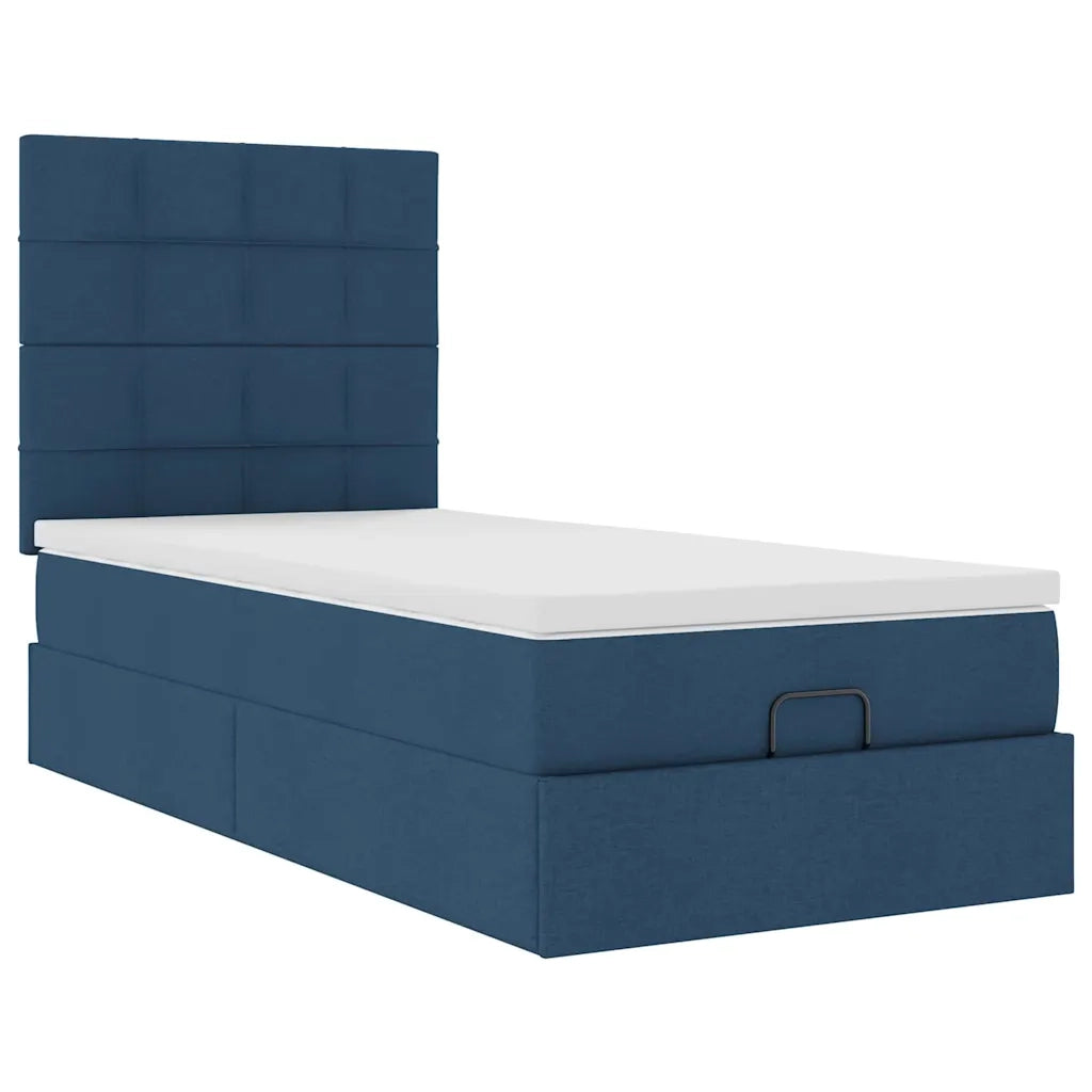 Pouf Letto con Materasso Blu 100x200 cm in Tessuto 3313139