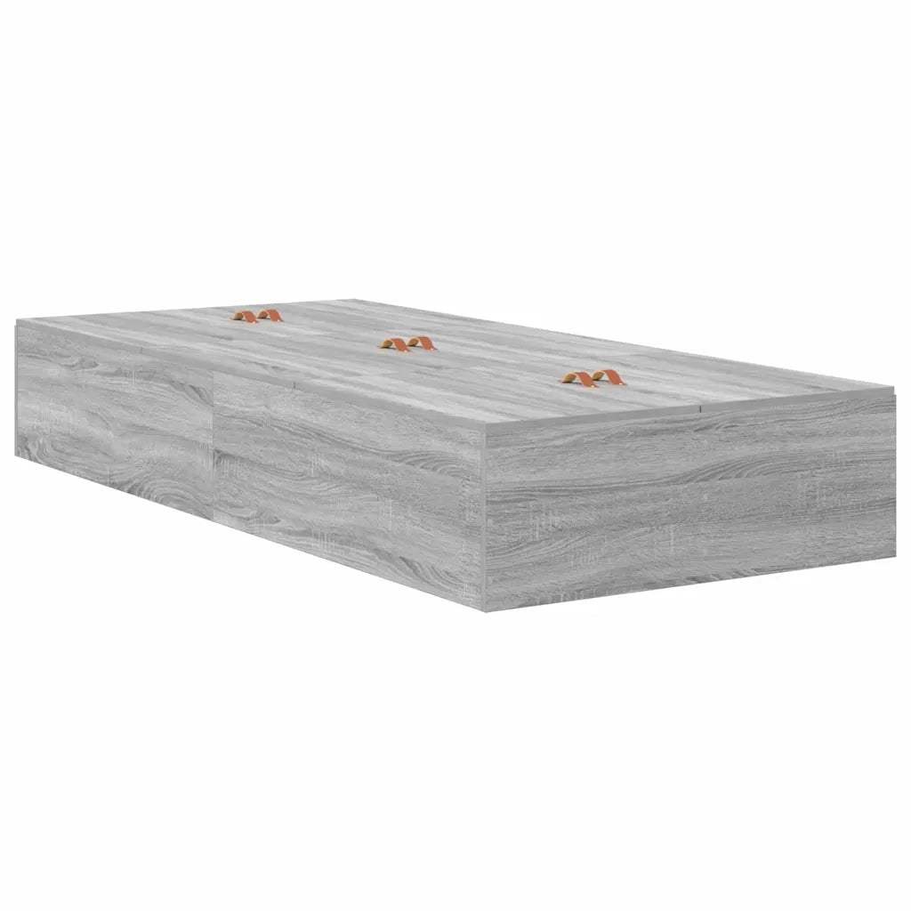 Struttura letto con contenitore-Giroletto con contenitore Grigio Sonoma 90 x 190 cm