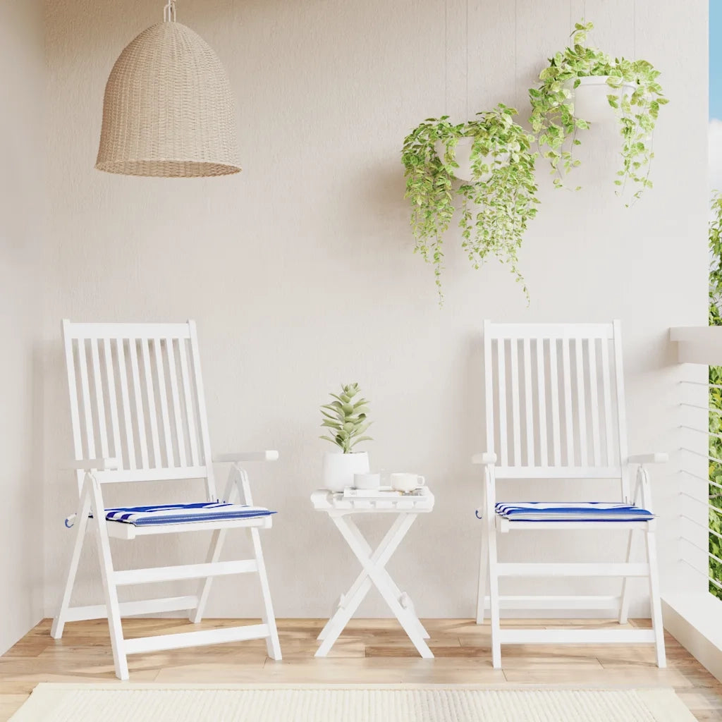 Cuscini per Sedia 2pz Strisce Bianche e Blu 50x50x3 cm Tessuto 361077