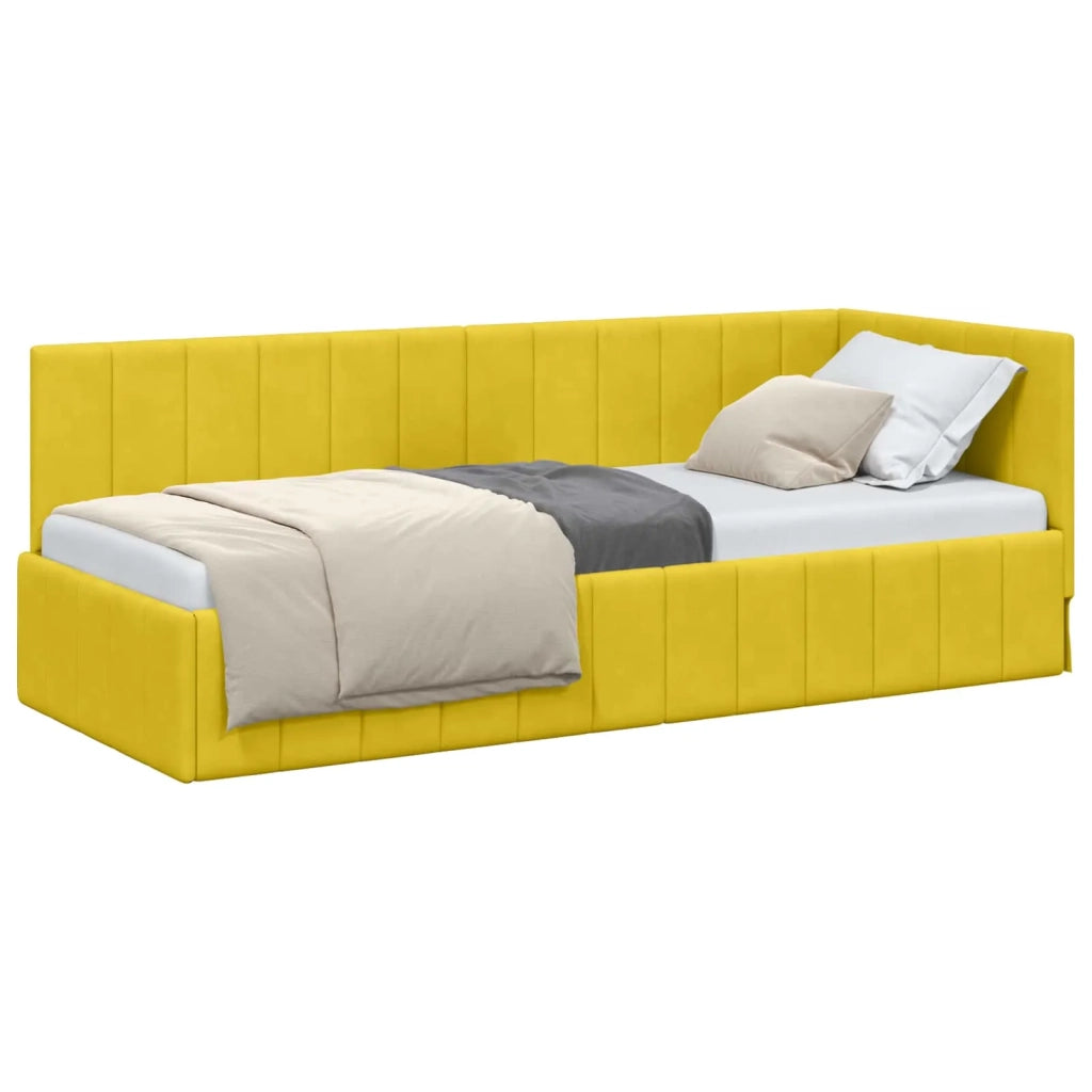 Cornice del letto ad angolo Giallo 80 cm x 200 cm Velluto 42016293