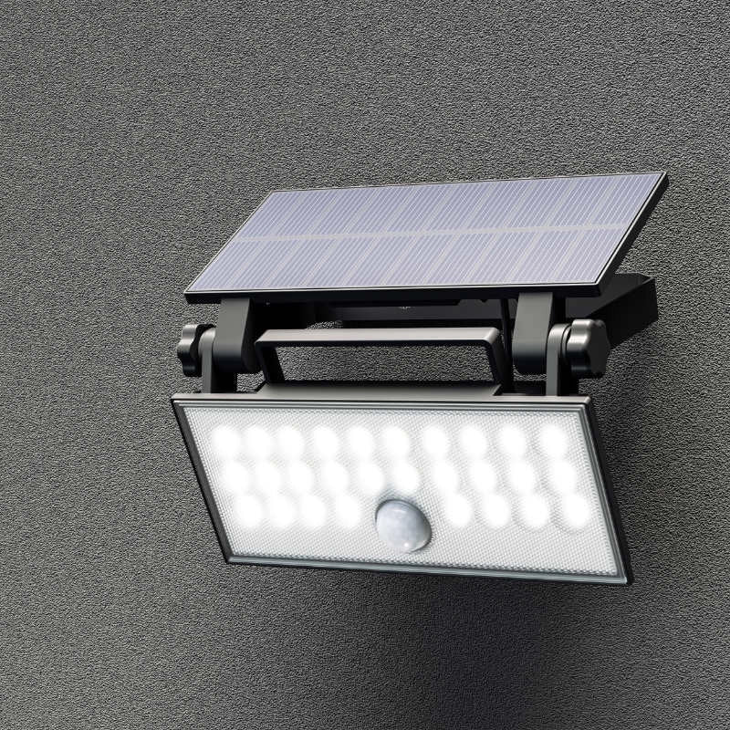 Lampada solare LED 8W con sensore movimento nera IP65 DPM