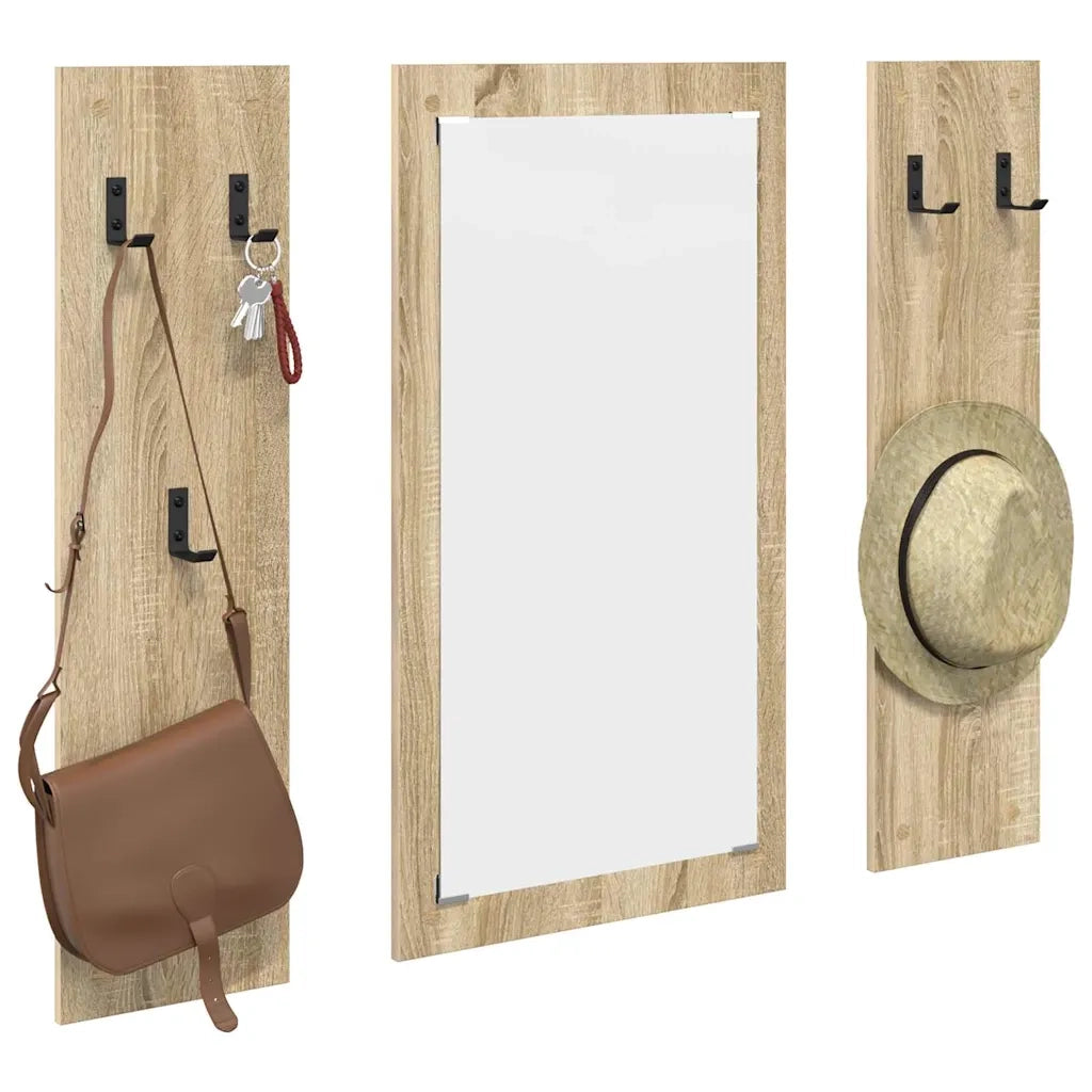 Appendiabiti a muro con specchio Rovere Sonoma 96 x 1,5 x 90 cm CFW6928317