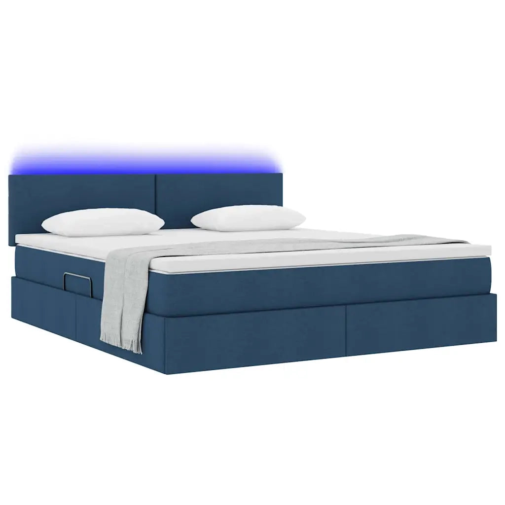 Letto con contenitore e LED con led Blu 180 x 200 cm Tessuto
