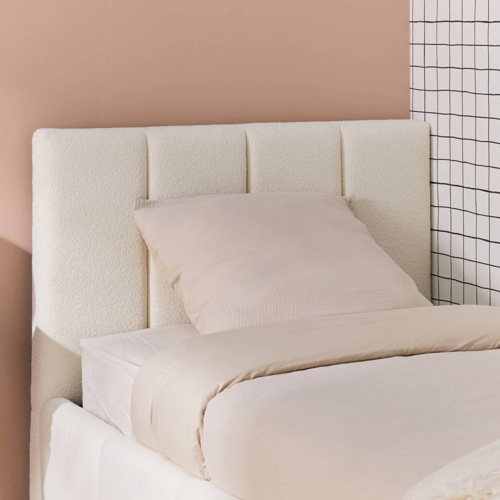 Letto contenitore con rete a doghe e testiera 90x190cm imbottito